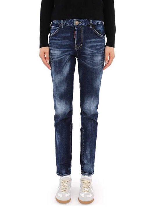 Women's Washed Back Patch Cool Girl Jeans Blue - DSQUARED2 - BALAAN 2