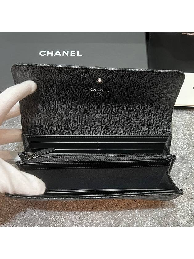 Boy Silver Long Flap Caviar Long Wallet Black - CHANEL - BALAAN 7