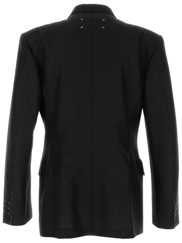 Men's Double Breasted Blazer Jacket Black - MAISON MARGIELA - BALAAN 3