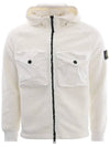 Men's Wappen Patch Shearling Hooded Jacket White - STONE ISLAND - BALAAN 1