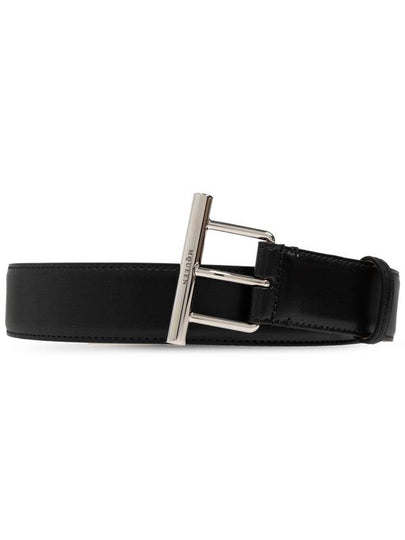 T sun buckle logo belt black - ALEXANDER MCQUEEN - BALAAN 2