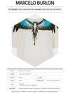 York Print Turquoise Wings Short Sleeve T-Shirt Light Beige - MARCELO BURLON - BALAAN.