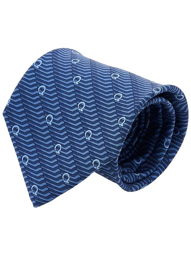 Ferragamo Men's Gancini Silk Tie 35 0887 F MARINE 0762111 - SALVATORE FERRAGAMO - BALAAN 10