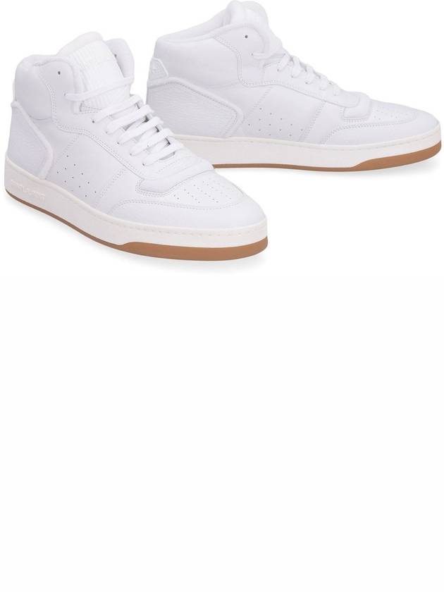 SL 08 Calfskin Mid High Top Sneakers White - SAINT LAURENT - BALAAN 4