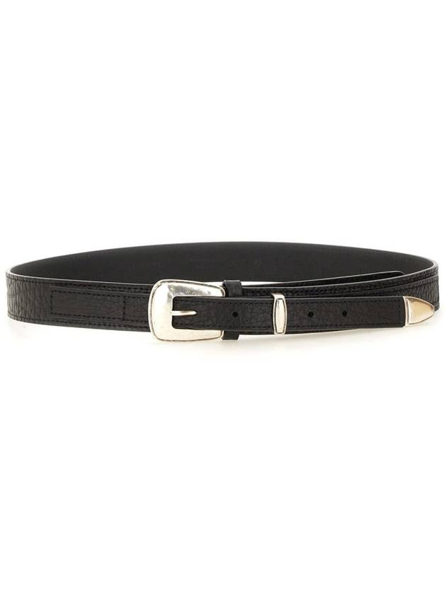 Minimal Western Cow Leather Belt Black - LEMAIRE - BALAAN 3