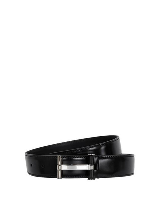 T Buckle Leather Belt Black - TOM FORD - BALAAN 2