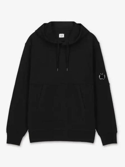 Diagonal Raised Fleece Lens Hoodie Black - CP COMPANY - BALAAN 2