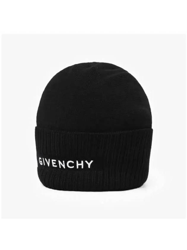 Logo Wool Beanie Black - GIVENCHY - BALAAN 4