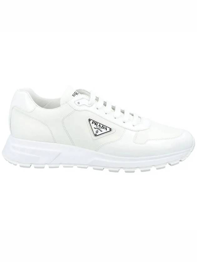 Triangle Logo Leather Low-Top Sneakers White - PRADA - BALAAN 3