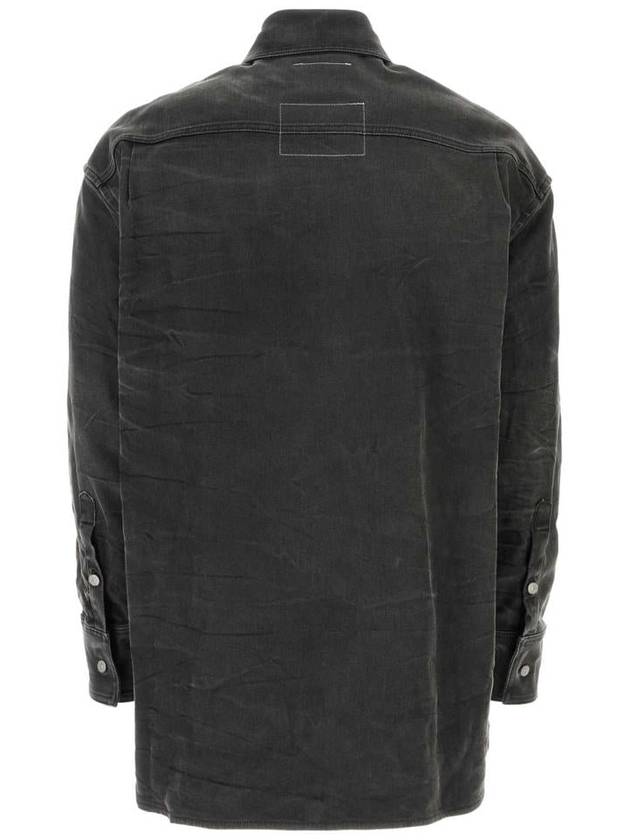 Whiskering Effect Cotton Long Sleeve Shirt Black - MAISON MARGIELA - BALAAN 3