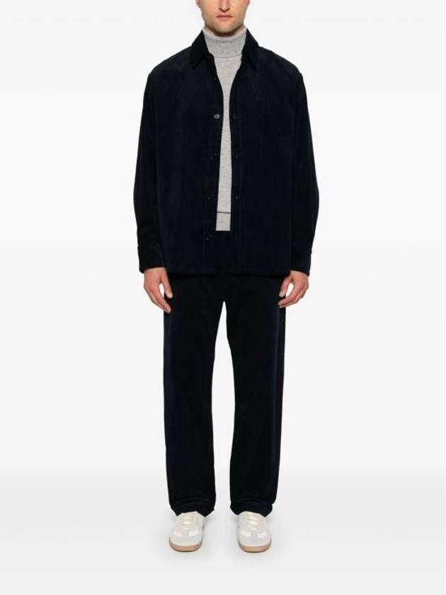 Bobby Embroidered Logo Corduroy Shirt Jacket Dark Navy - A.P.C. - BALAAN 3