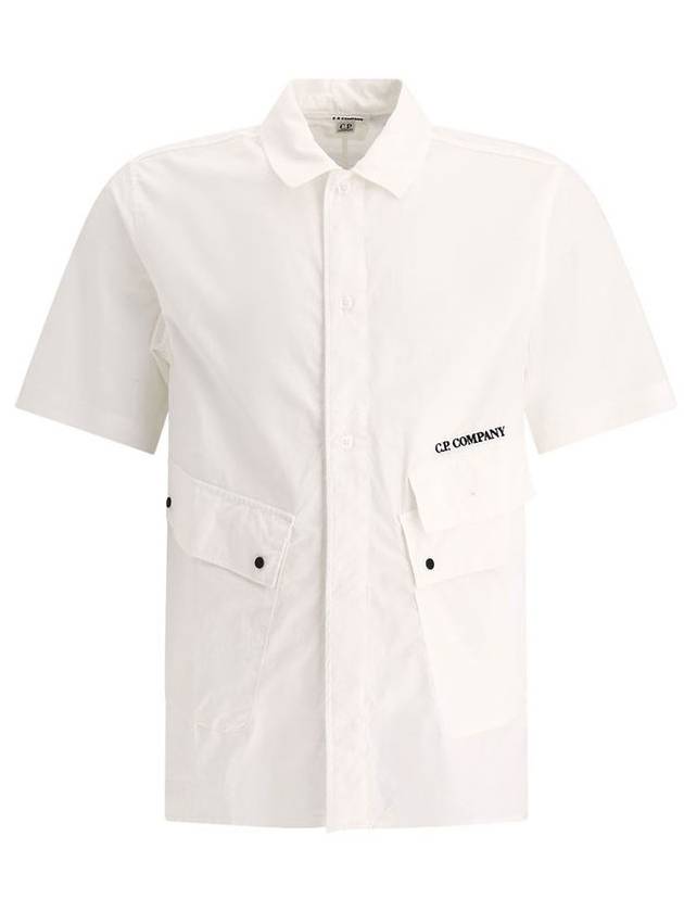 Cotton Popeline Pocket Short Sleeve Shirt White - CP COMPANY - BALAAN 2