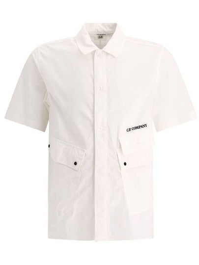 Cotton Popeline Pocket Short Sleeve Shirt White - CP COMPANY - BALAAN 2