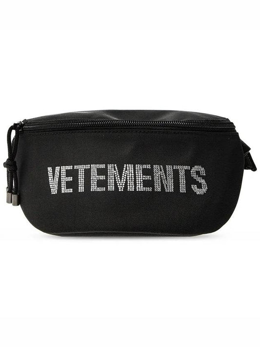 Logo Embellished Cotton Belt Bag Black - VETEMENTS - BALAAN 2