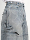 Bal Diagonal Allover Cargo Wide Jeans Blue - BALENCIAGA - BALAAN 5