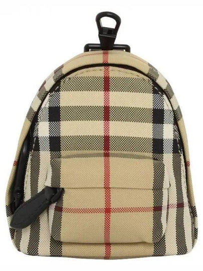 Jett Check Mini Canvas Backpack Charm Key Holder Beige - BURBERRY - BALAAN 2