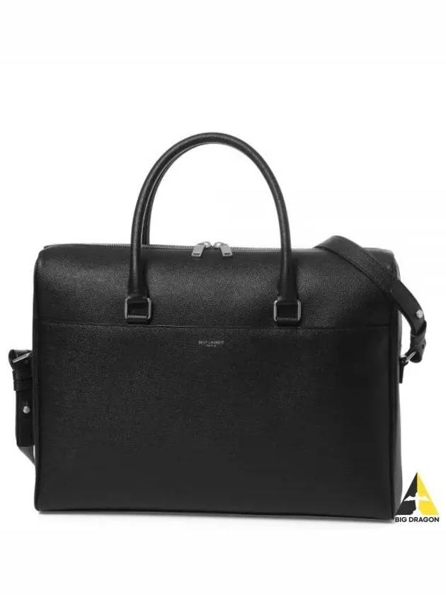 Logo Duffel Leather Brief Case Black - SAINT LAURENT - BALAAN 2