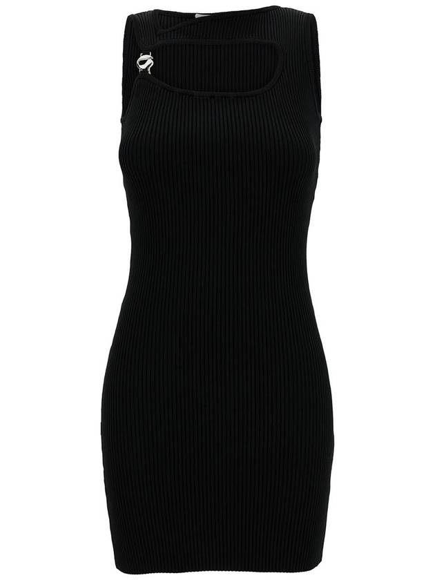 Mini Black Dress With Cut-Out And Logo Detail In Ribbed Viscose Woman - COPERNI - BALAAN 1