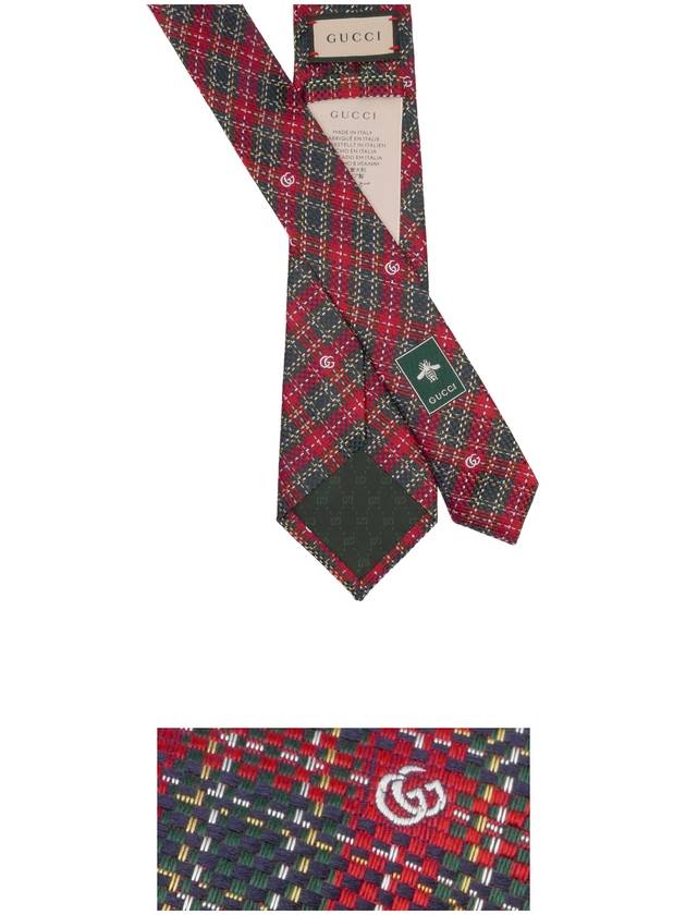 Horsebit Silk Embroidery Slim Tie Red - GUCCI - BALAAN.