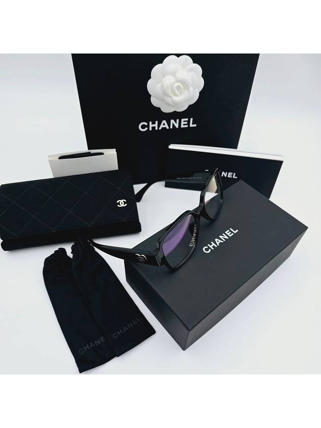 Heart Logo Glasses Square Blue Light Black A71470 - CHANEL - BALAAN 7