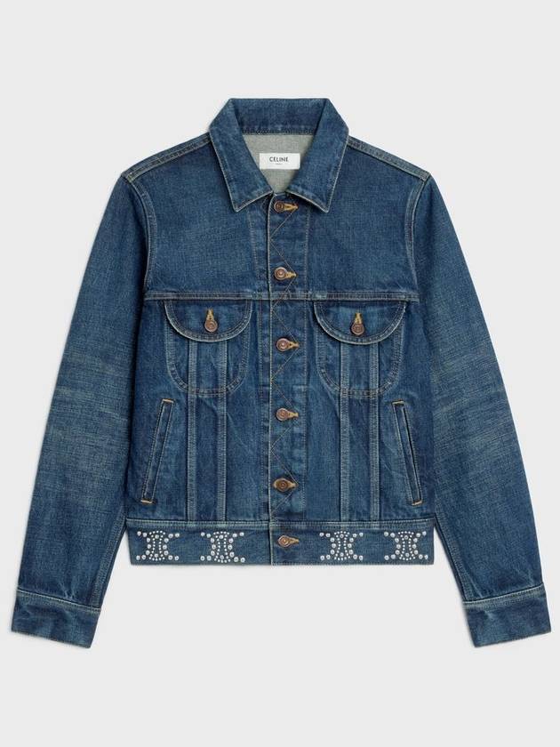 Trucker Cotton Denim Jacket Navy - CELINE - BALAAN 2