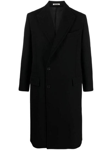 Double Cloth Hard Twist Cassi Chesterfield Single Coat Black - AURALEE - BALAAN 1