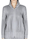 Pleated Zip Up Hoodie Grey - ISSEY MIYAKE - BALAAN 1