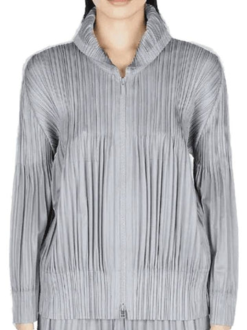 Pleated Zip Up Hoodie Grey - ISSEY MIYAKE - BALAAN 1