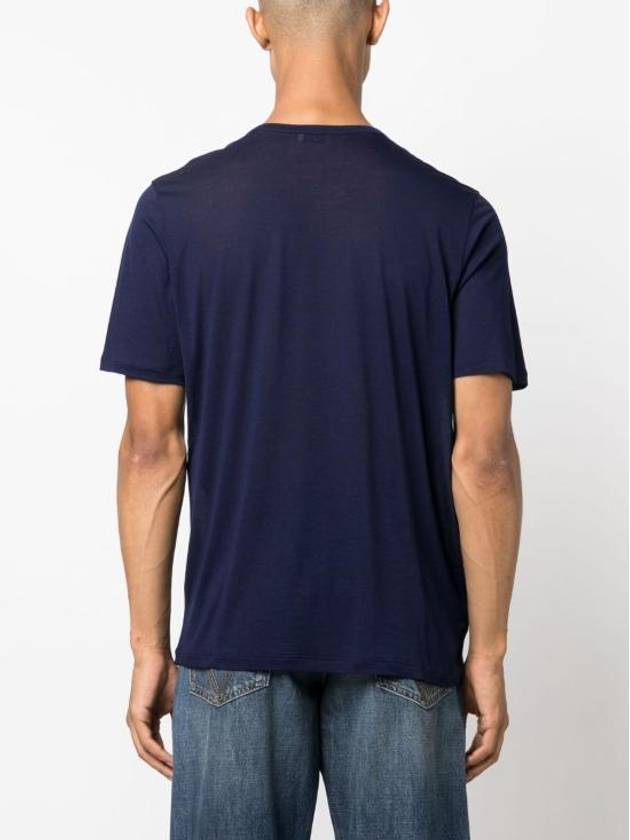 Basic Short Sleeve T-Shirt Blue - SAINT LAURENT - BALAAN 4