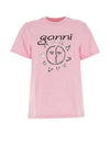 Logo Print Organic Cotton Short Sleeve T-Shirt Pink - GANNI - BALAAN 2