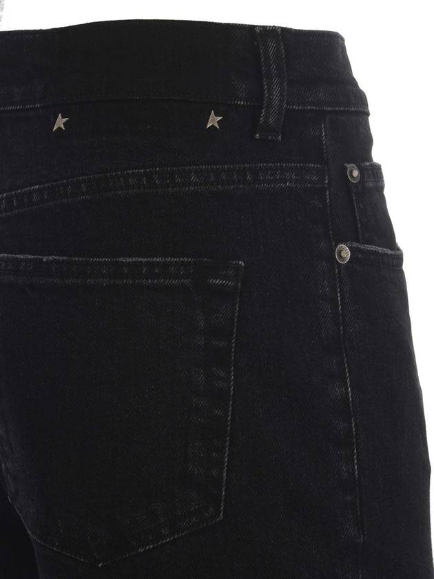 Women's Back Logo Patch High Waist Straight Jeans Black - GOLDEN GOOSE - BALAAN 5