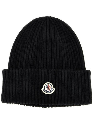 Wool Cashmere Beanie Black - MONCLER - BALAAN 1