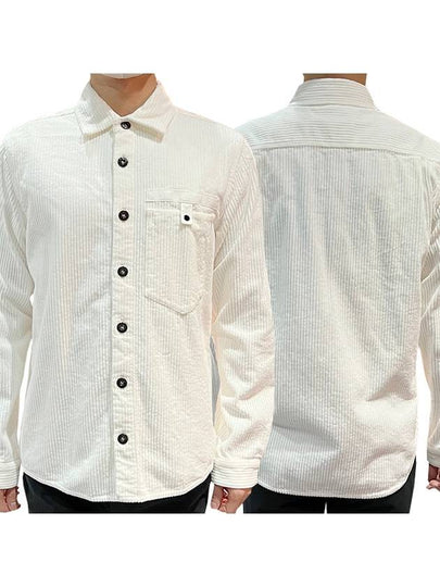 Logo Oversized Cotton Long Sleeve Shirt White - STONE ISLAND - BALAAN 2