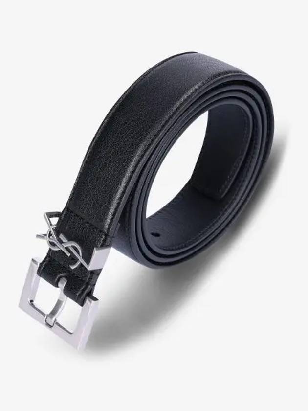 3CM Monogram Leather Belt Black Silver 634440BRM0E1000 - SAINT LAURENT - BALAAN 1