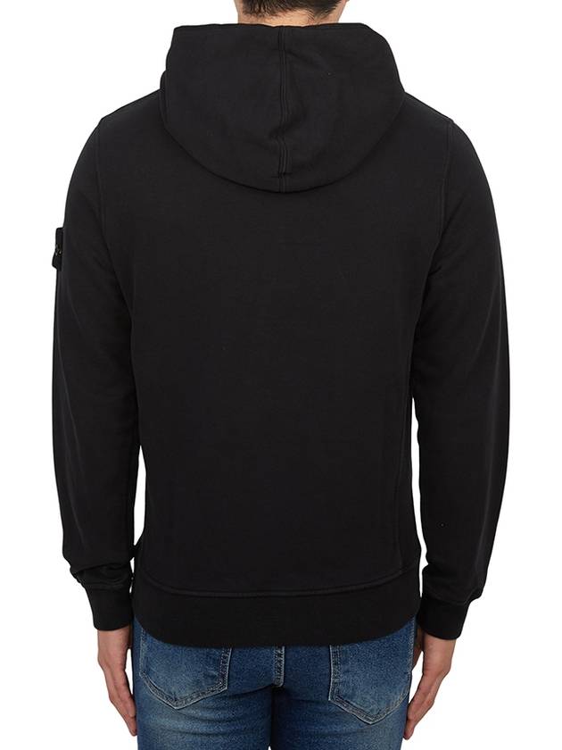 Wappen Patch Brushed Cotton Fleece Hoodie Black - STONE ISLAND - BALAAN 4