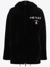 Logo Reversible Gabardine Shearling Coat Black - PRADA - BALAAN 2