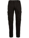 y Men's Lens Wappen Straight Pants Black - CP COMPANY - BALAAN 1