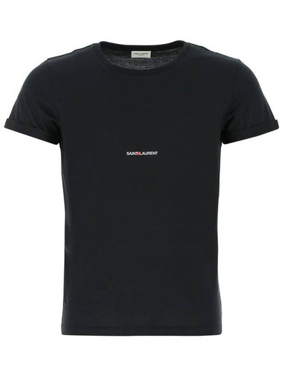 Men's Small Logo Short Sleeve T-Shirt Black - SAINT LAURENT - BALAAN 2