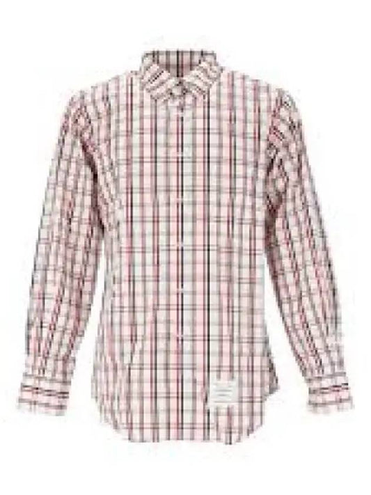 Men's Classic Fit Check Poplin Long Shirt White - THOM BROWNE - BALAAN 2