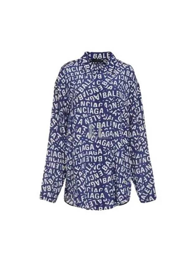 All Over Logo Shirt Blue - BALENCIAGA - BALAAN 2