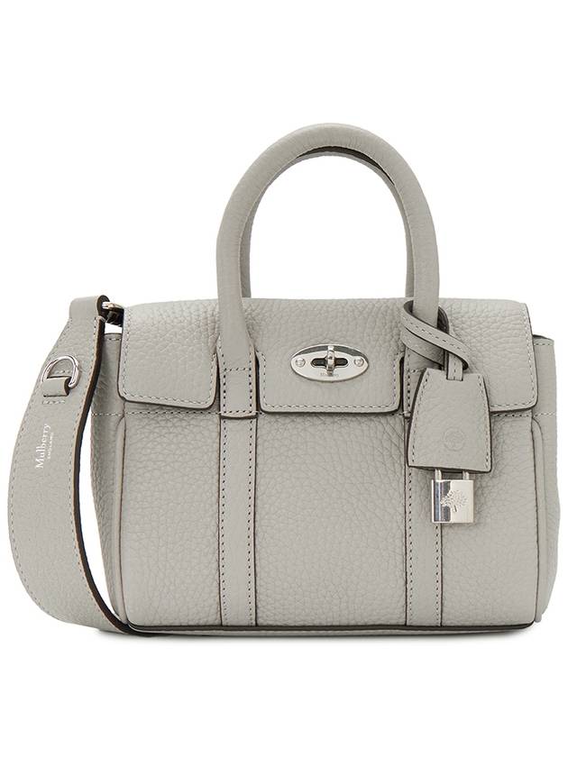 Bayswater Mini Heavy Grain Shoulder Bag Pale Grey - MULBERRY - BALAAN 2