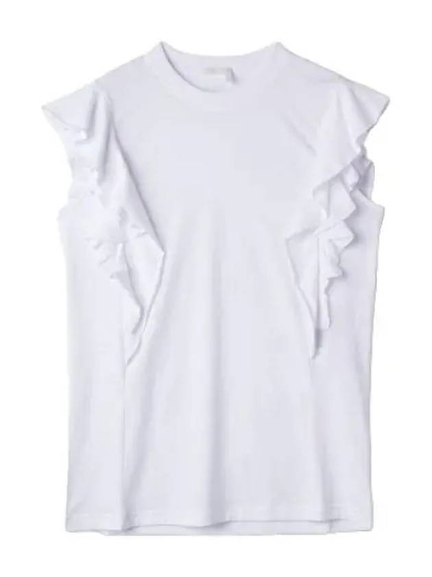 Ruffled tank top white sleeveless - CHLOE - BALAAN 1