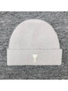 Cloudy Wool Alpaca Hair Knit Beanie Pearl Grey - AMI - BALAAN 3