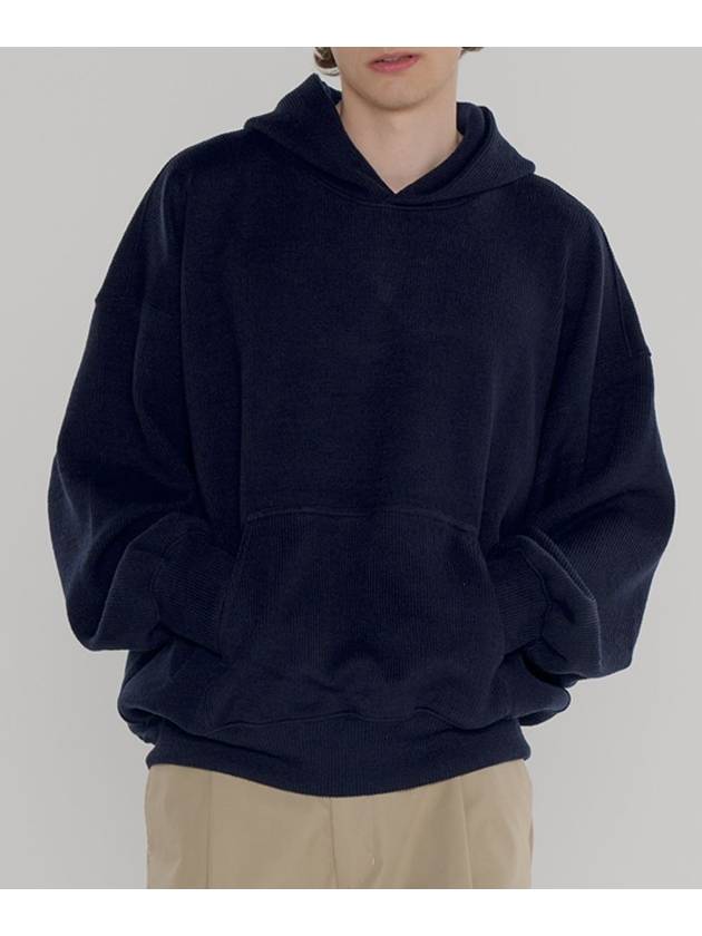 Draped Knit Hoodie Navy - INTERSECTION - BALAAN 1