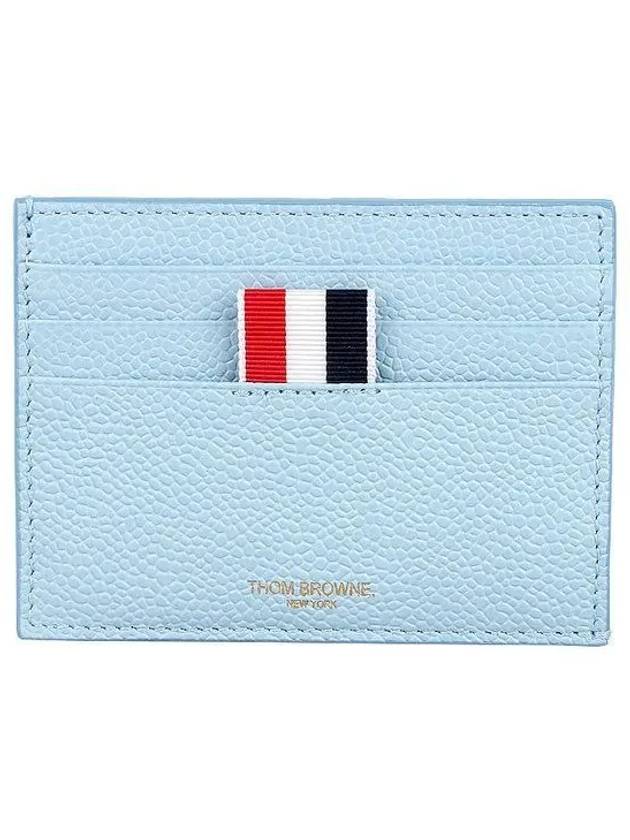 Pebble Calfskin 4-Bar Applique Note Card Wallet Blue - THOM BROWNE - BALAAN 2