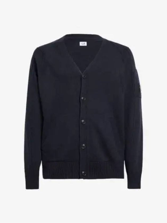 Men's Lens Wappen Lambswool Cardigan Navy - CP COMPANY - BALAAN 2