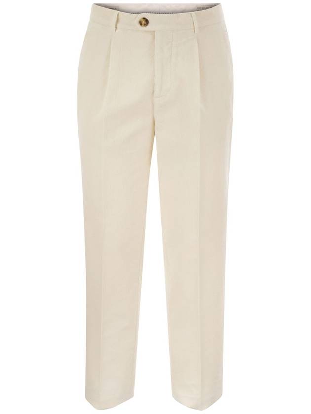 Leisure fit trousers in garment dyed cotton corduroy with darts - BRUNELLO CUCINELLI - BALAAN 1