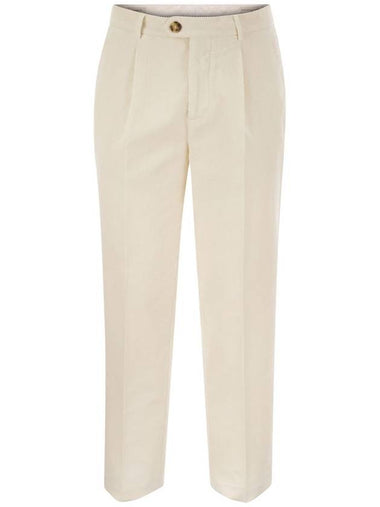 Leisure fit trousers in garment dyed cotton corduroy with darts - BRUNELLO CUCINELLI - BALAAN 1