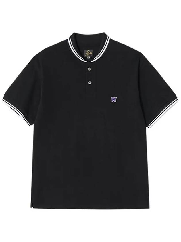 Embroidered Logo Short Sleeve Polo Shirt Black - NEEDLES - BALAAN 5