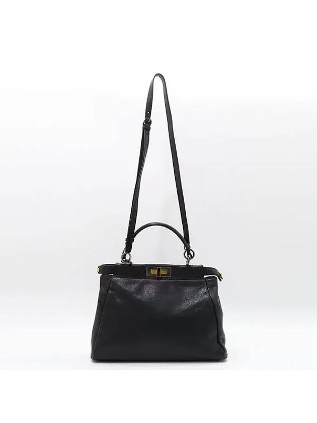 8BN226 Black leather PEEKABOO regular gold logo tote bag shoulder strap 2WAY - FENDI - BALAAN 3